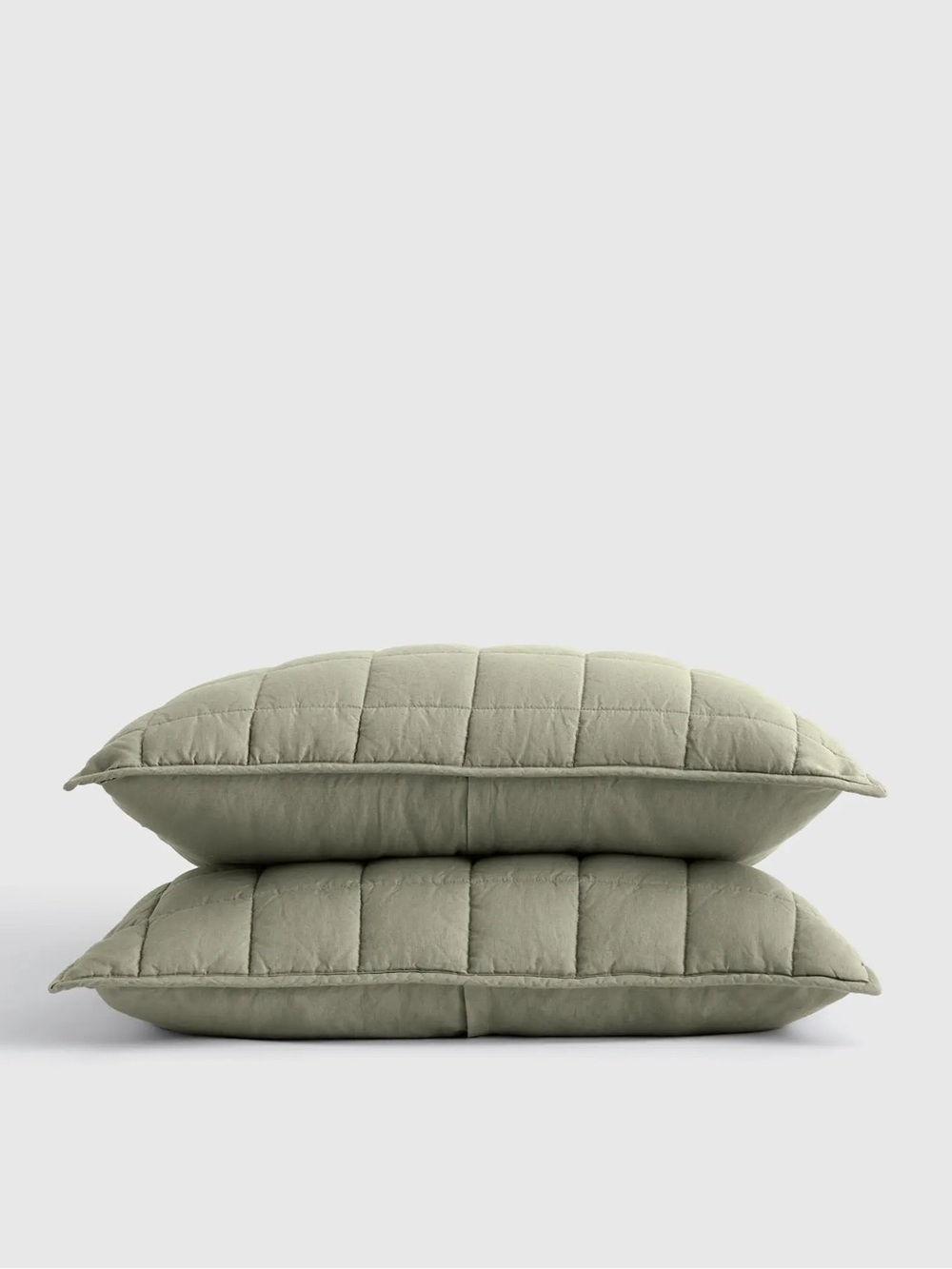Quince European Linen Box Quilted Sham Set Standard Willowleaf